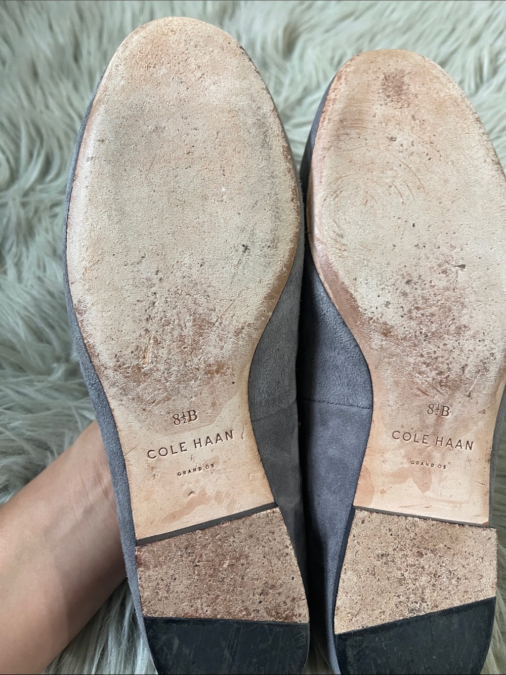 Cole Haan Gray Suede Loafers with Snake-Print Vamp - Picture 4 of 5